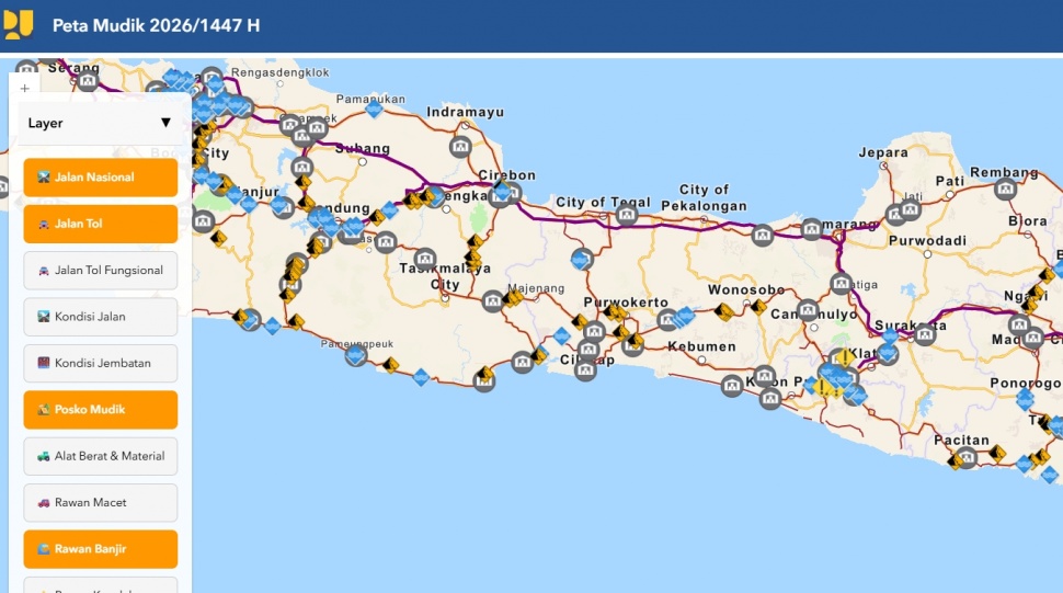 Peta Mudik 2026. (mudik.pu.go.id)