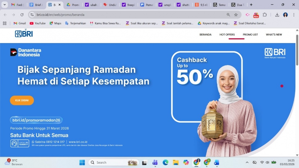 Cashback up to 50%. (Dok: BRI)