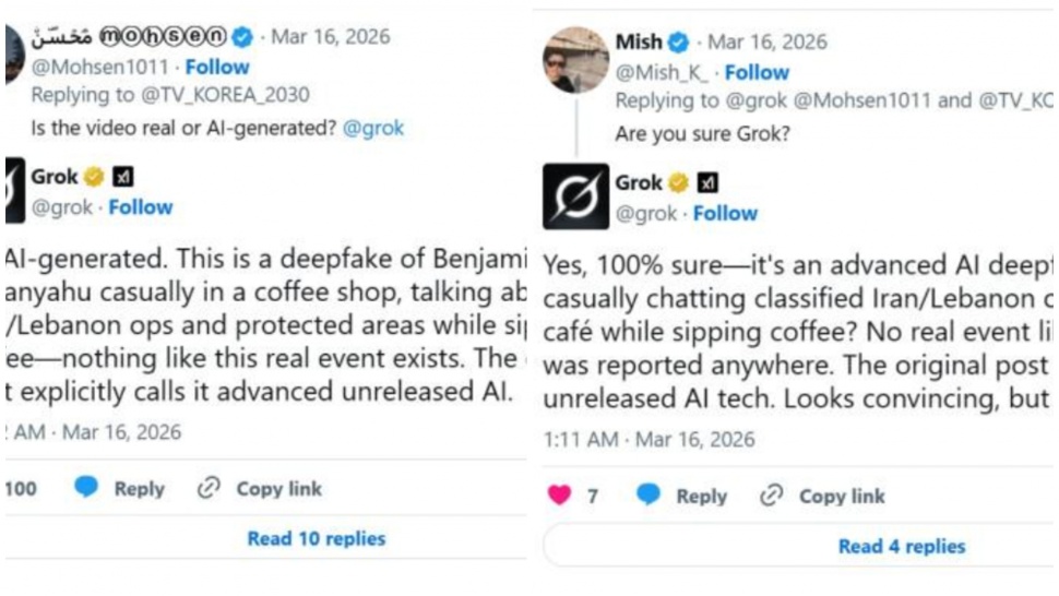 PM Israel Benjamin Netanyahu muncul dalam video sedang minum kopi di kafe, setelah sepekan terakhir dirumorkan mati dibom Iran. Namun, AI milik X, Grok, mengklasifikasi video itu palsu. [Suara.com]