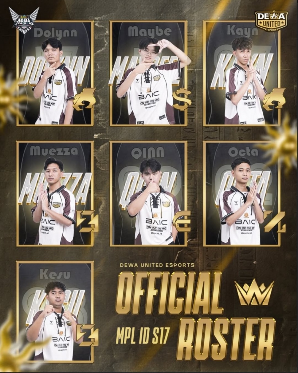 Roster Dewa United di MPL ID Season 17. (Instagram)
