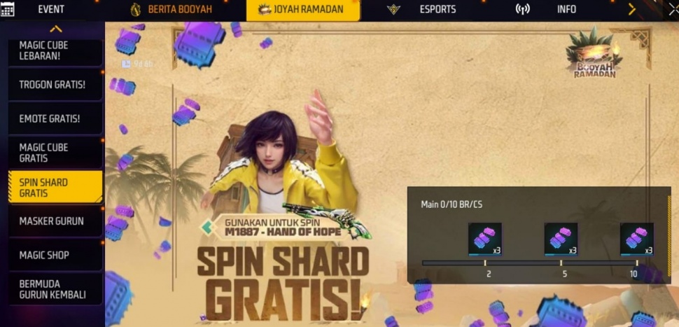 Spin gratis skin SG2 Tengkorak. (Suara.com/ Rezza Rachmanta)