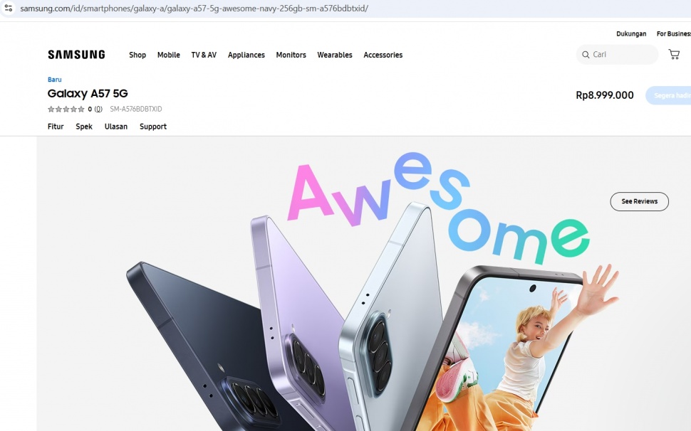 Harga Samsung Galaxy A57 mulai Rp7 jutaan di Indonesia. (Samsung)