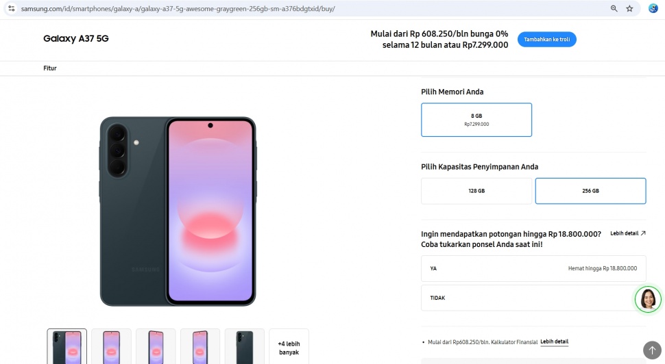 Harga Samsung Galaxy A37 5G tembus Rp7 jutaan di Indonesia. (Samsung)