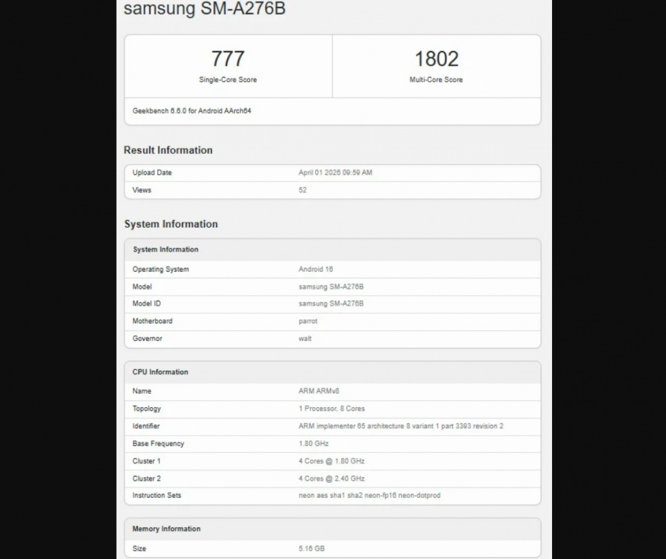 Samsung Galaxy A27 5G muncul di platform benchmark. (Geekbench)