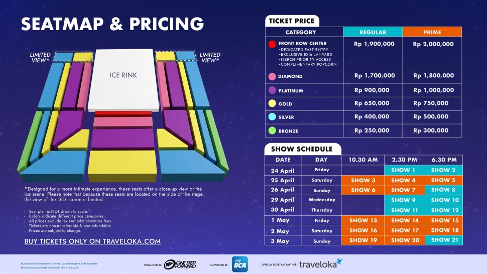 Seatmap dan price Disney On Ice: Magic in the Stars di Jakarta. (Dok: Disney)