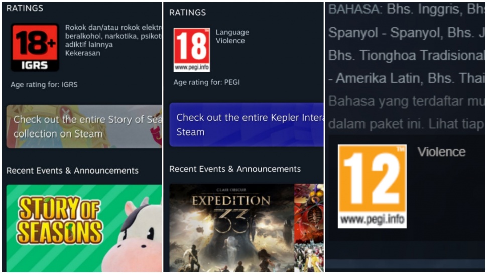 Usai IGRS menuai kritik, Steam gunakan platform kategori umur lain. (Steam)