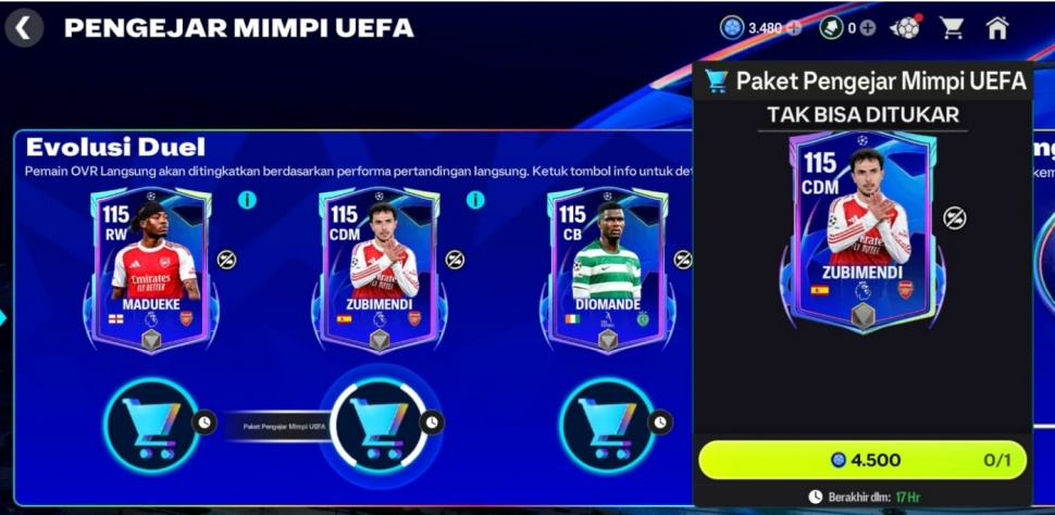 Kartu Pengejar Mimpi UEFA FC Mobile. (Suara.com/ Rezza Rachmanta)