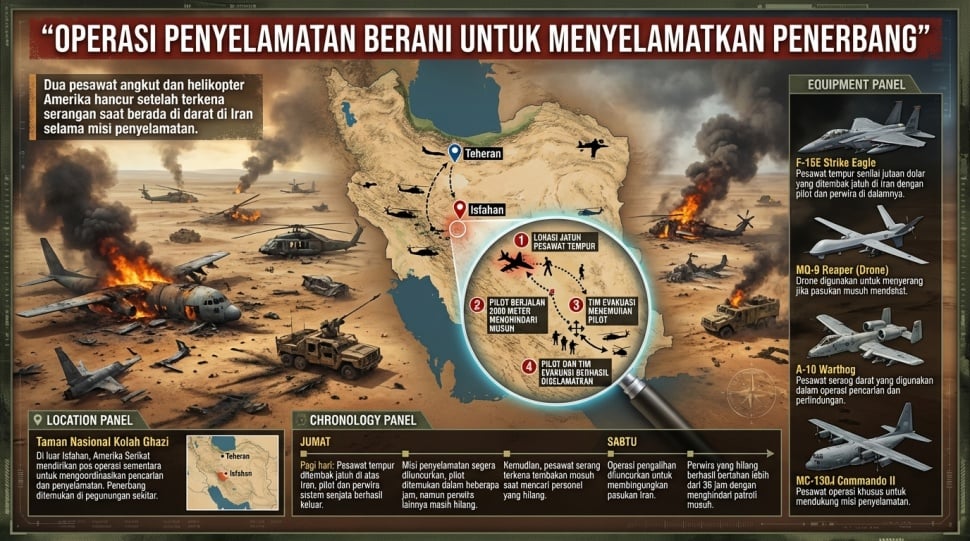 Skema operasi penyelamatan pilot AS di Iran [Suara.com]