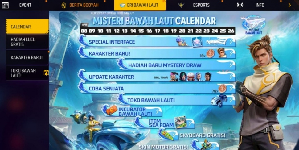 Update karakter Free Fire 8 April 2026. (Garena)