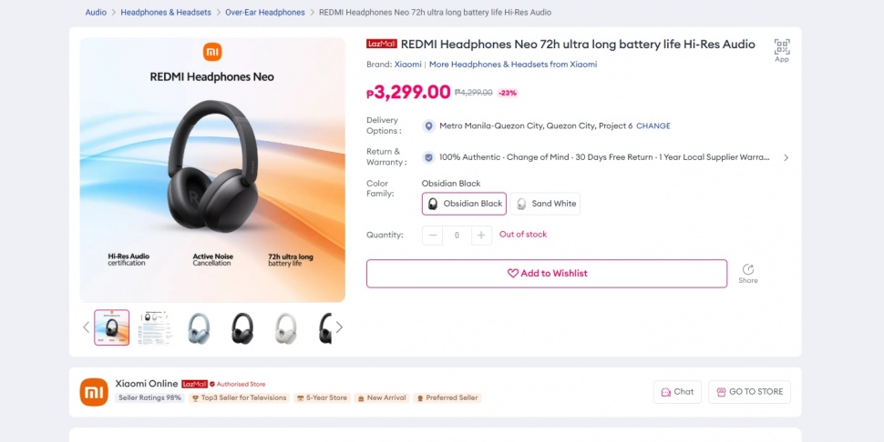 Redmi Headphones Neo. (Lazada)