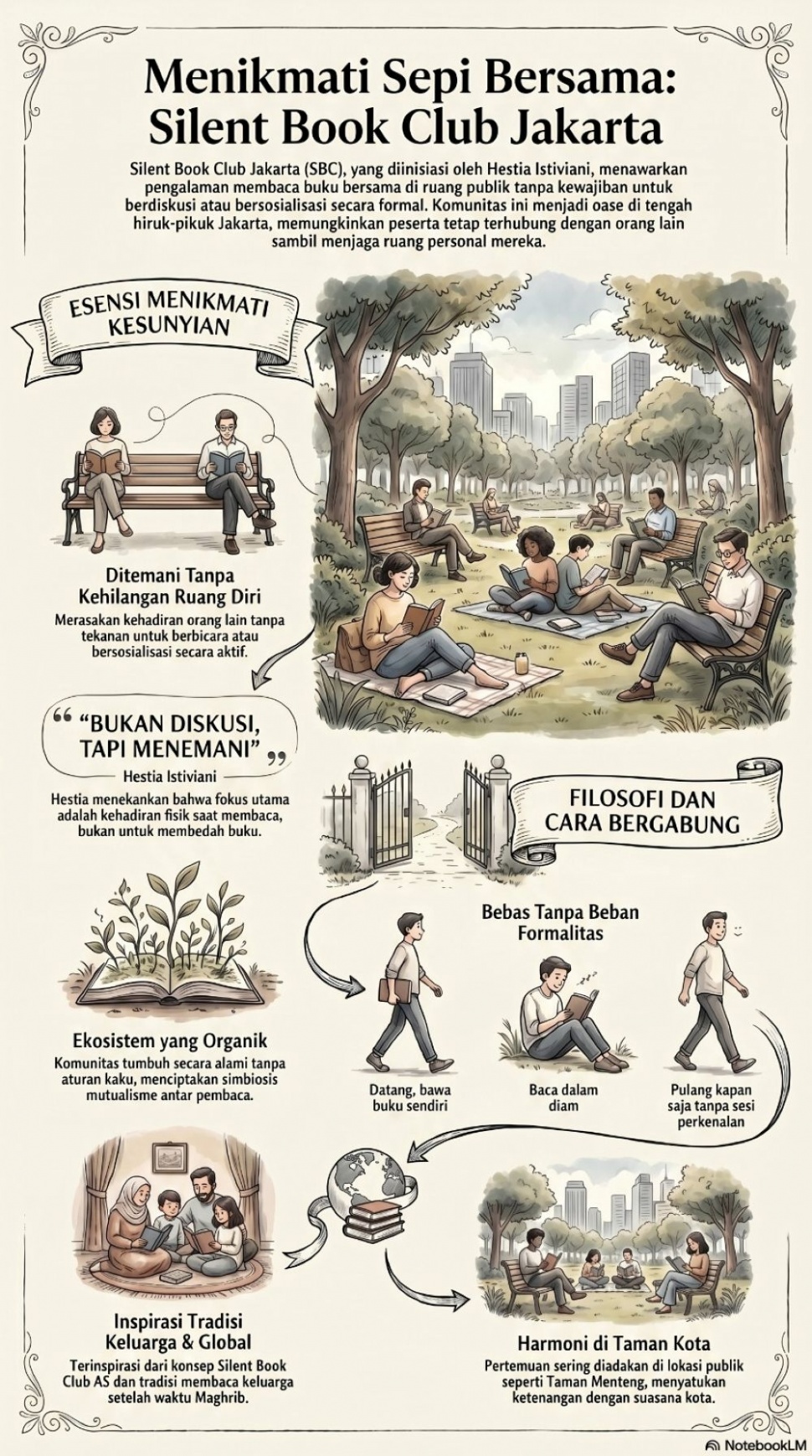 Infografis Baca Bareng Silent Book Club Jakarta. (Dok. Notebook LM)