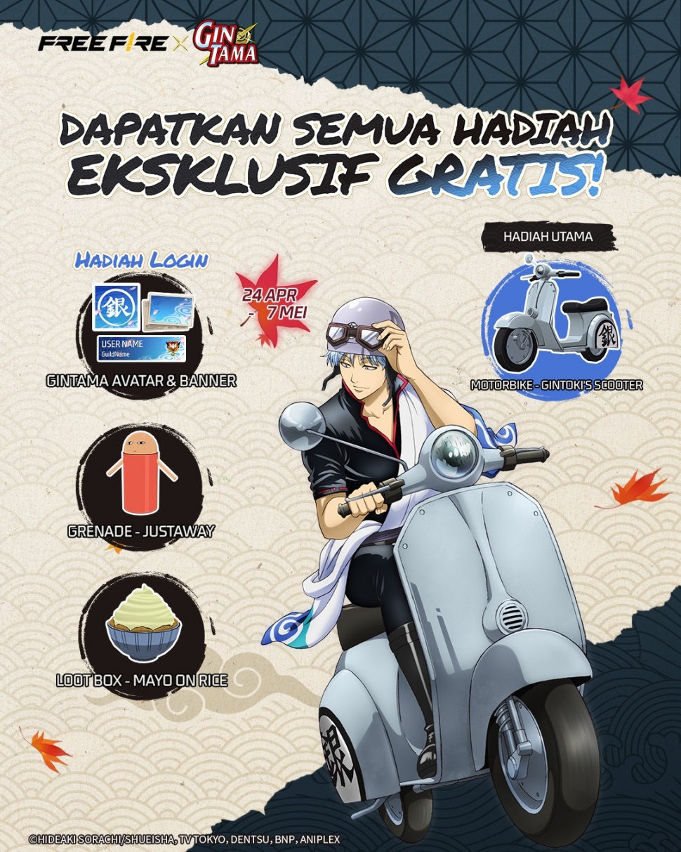 Hadiah motor Gintama. (Instagram/ Free Fire Indonesia)