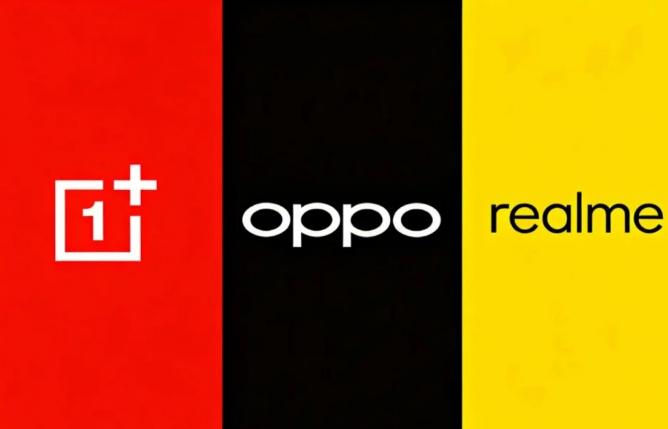 Ilustrasi logo OnePlus, Oppo, dan Realme. (Gizmochina)