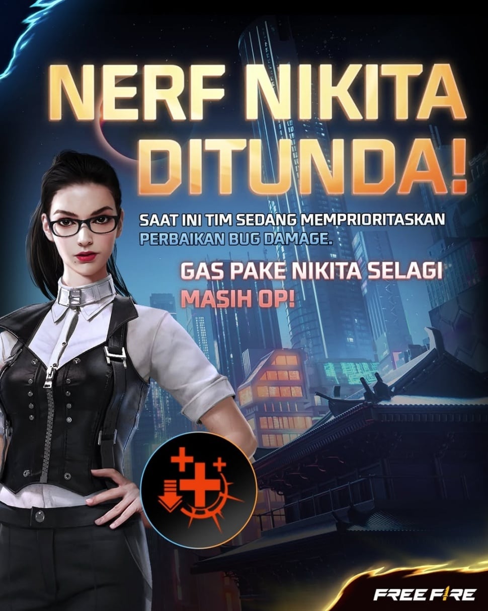 Informasi penyesuaian Nikita ditunda (Instagram/freefirebgid)