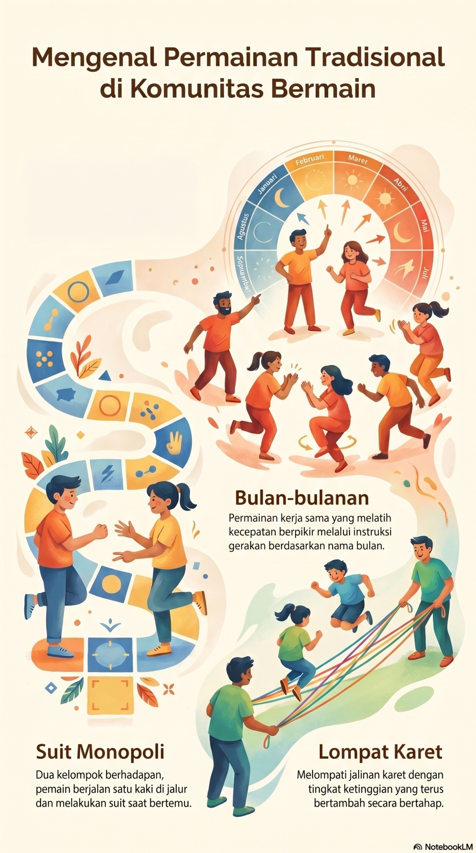 Permainan Tradisional di Komunitas Bermain. (Reporter: Natasha/Infografis: NotebookLM)