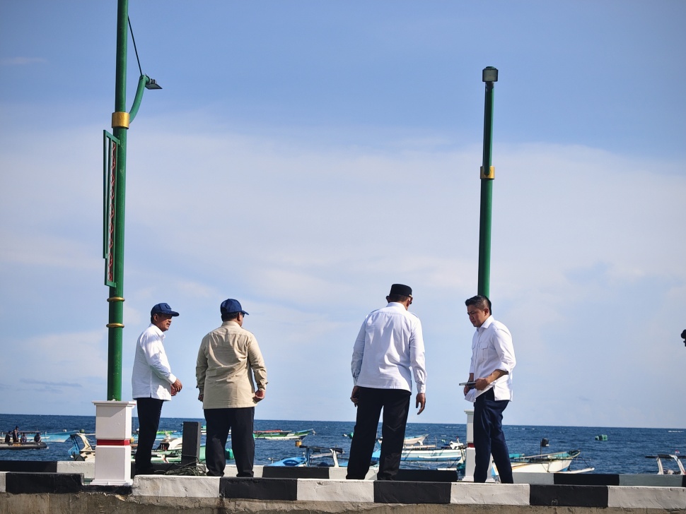 Prabowo Tinjau Kampung Nelayan Merah Putih di Gorontalo. (Suara.com/Novian)