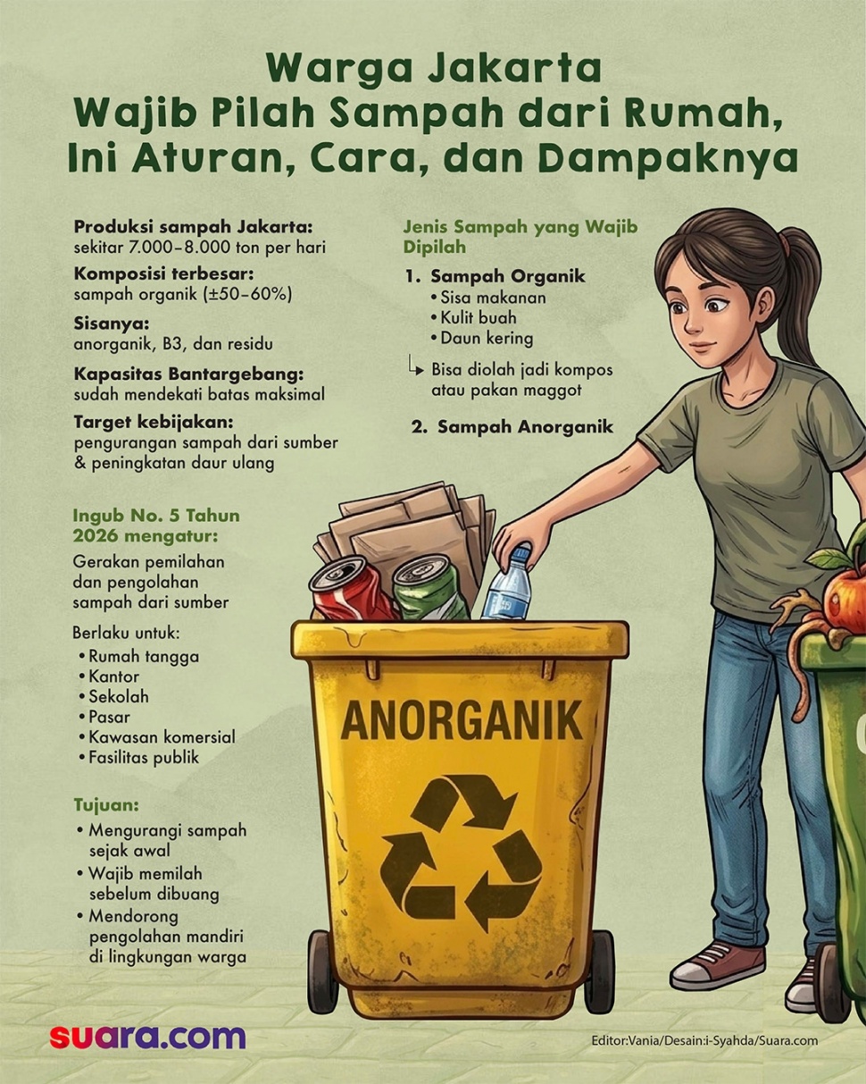 Infografis warga Jakarta pilah sampah. (Suara.com/Syahda)