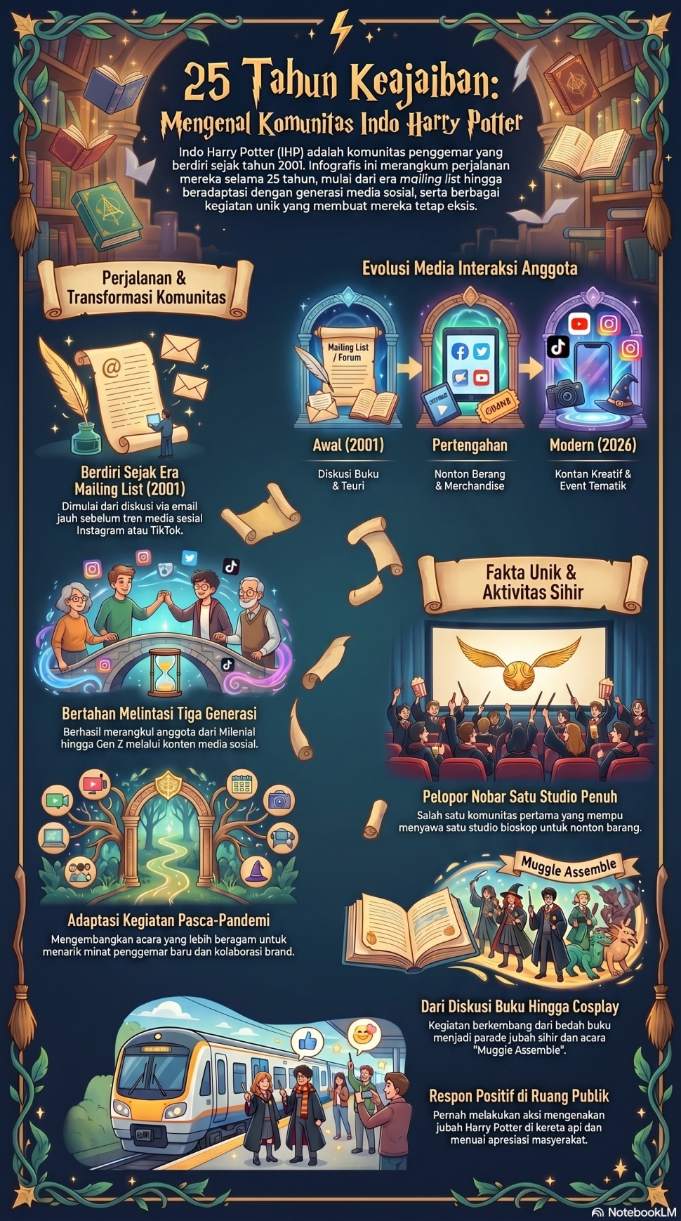 infografis Komunitas Harry Potter. (AI/Notebook LM)