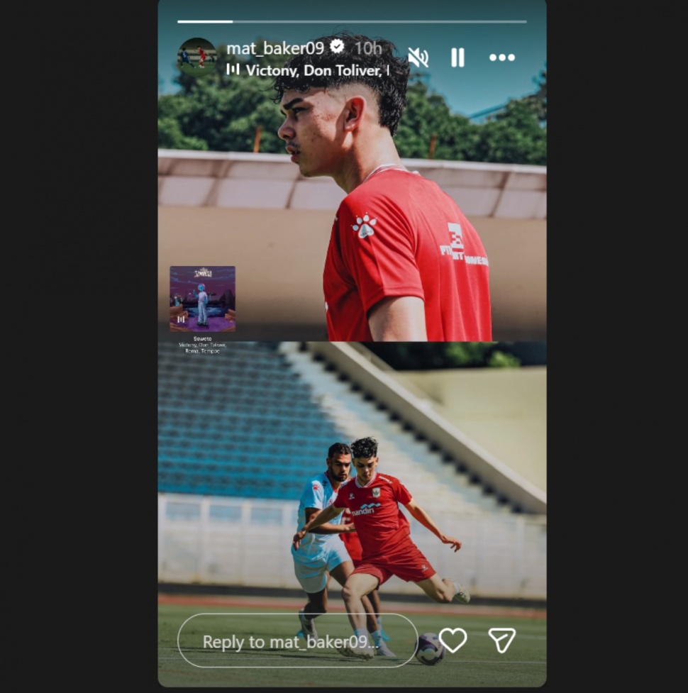 Mathew Baker diberikan kesempatan oleh John Herdman untuk ikut latihan di Timnas Indonesia senior. (IG/@mat_baker09)