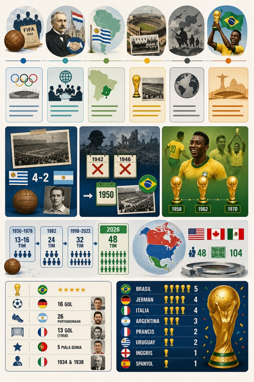 Sejarah Piala Dunia dari masa ke masa [Suara.com/AI]