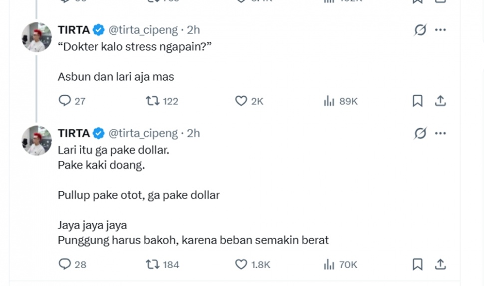 Unggahan Dokter Tirta [X]