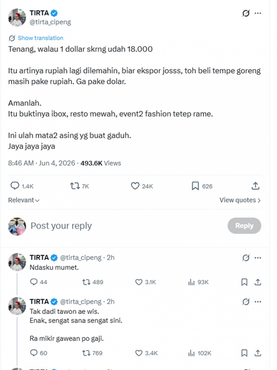 Unggahan Dokter Tirta [X]