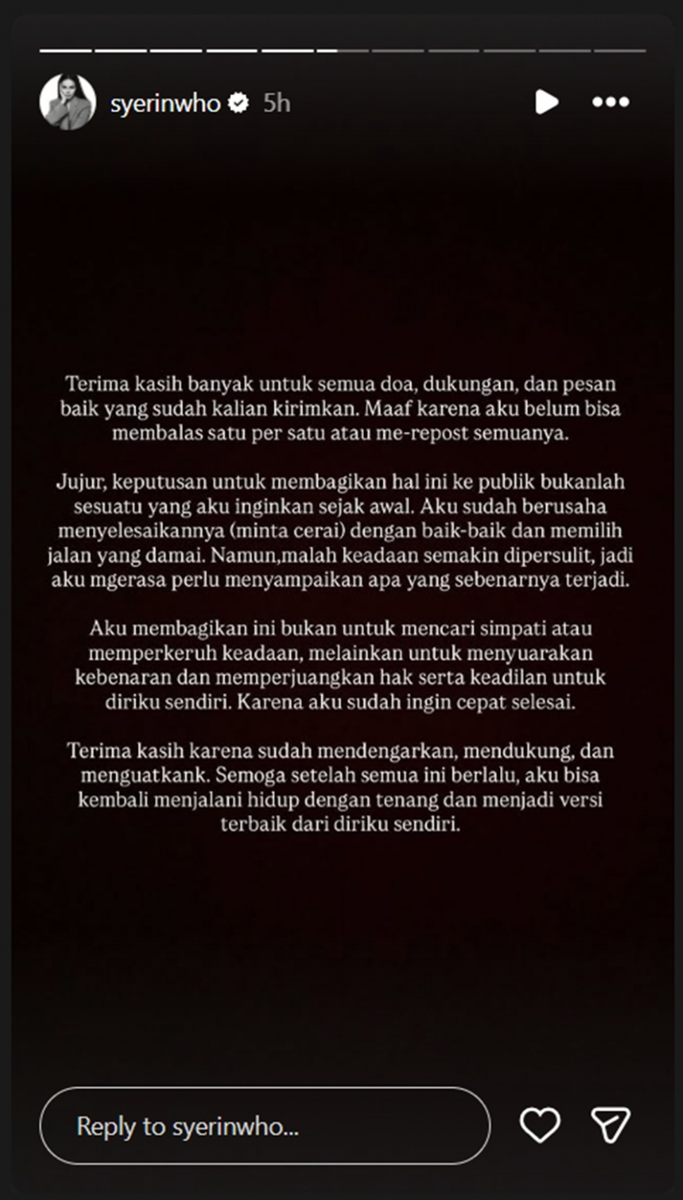 Wasmah Syirin Akui Jadi Korban KDRT, Sebut Proses Cerai Dipersulit Suami. [Instagram]