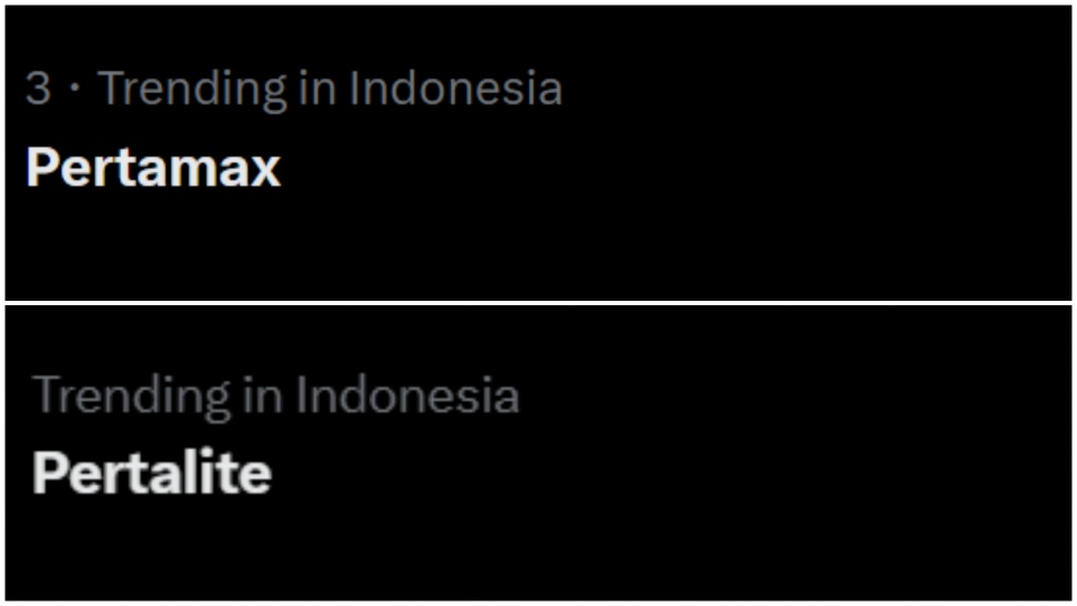 Pertamax dan Pertalite trending di X. (ist)