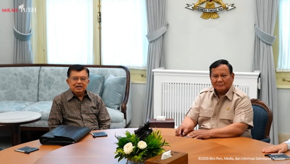 Jusuf Kalla menemui Presiden Prabowo di Istana. (Suara.com/Novian)