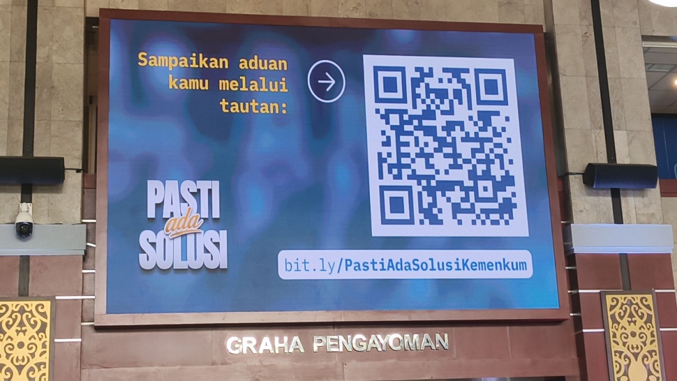 Kode QR layanan "Pengaduan Pasti Solusi" yang disediakan Kementerian Hukum untuk memudahkan masyarakat menyampaikan pengaduan dan memperoleh tindak lanjut layanan. (Suara.com/Mohammad Rhadzaki Ramadhan)