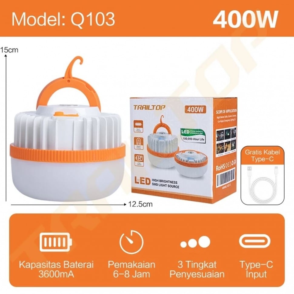 Lampu Emergency Tahan Lama untuk Antisipasi Listrik Padam. (Shopee)
