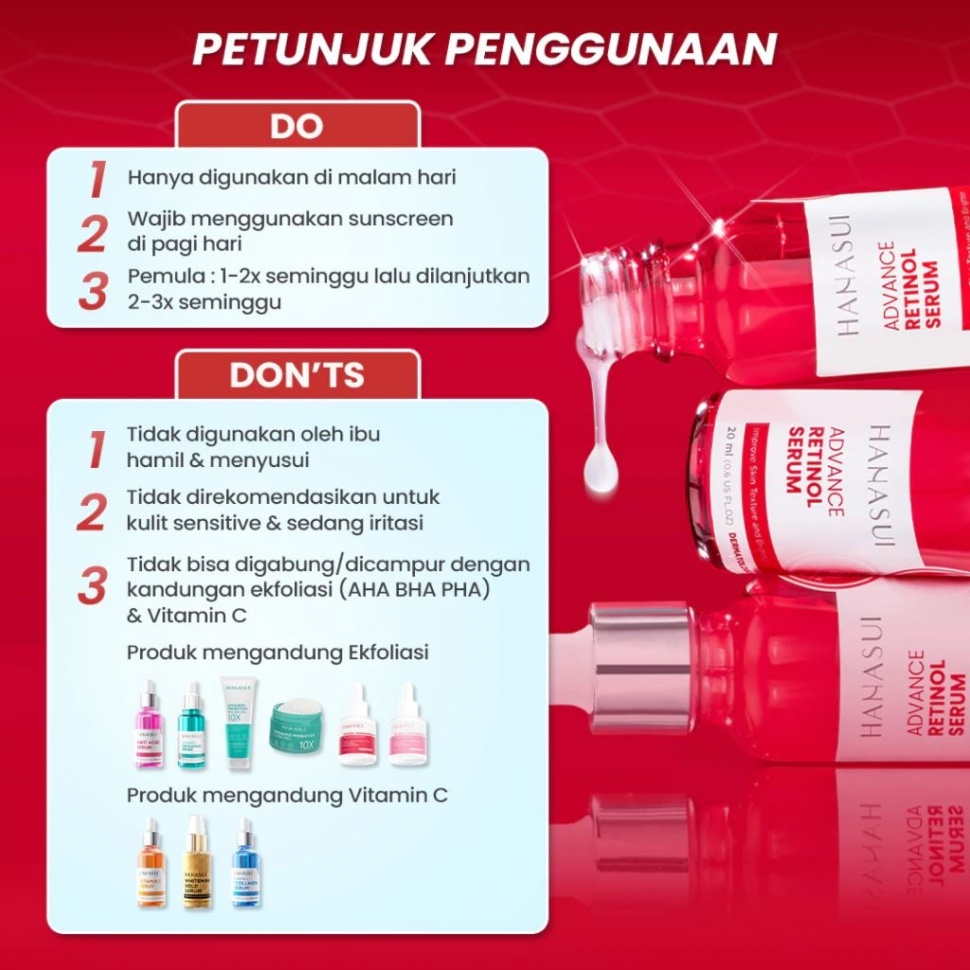 Serum Retinol Hanasui, Hanasui Advance Retinol Serum. (Shopee Hanasui Official Shop)