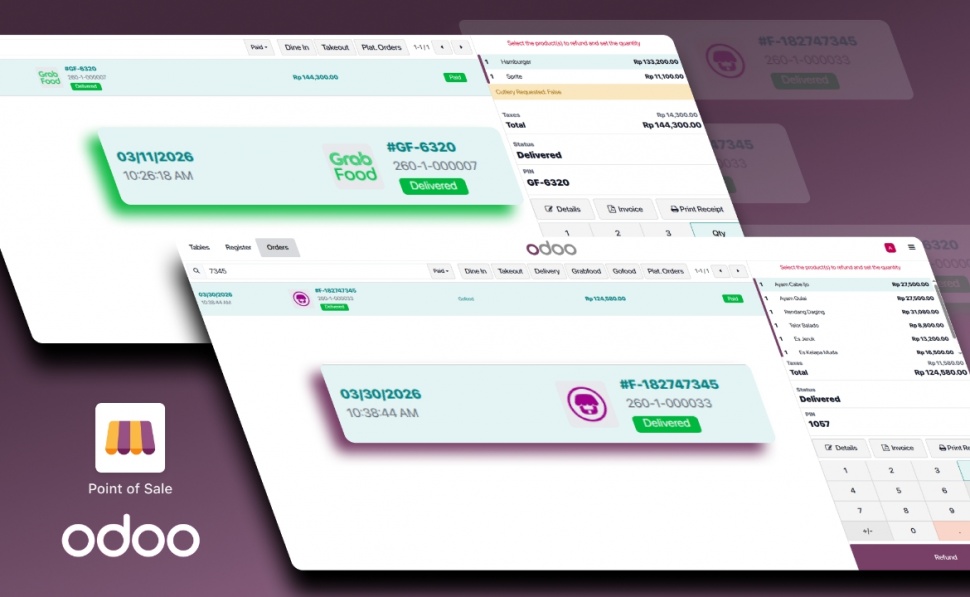Ilustrasi GoFood dan GrabFood Bisa Dikelola dalam Satu Sistem. (Dok. Odoo)