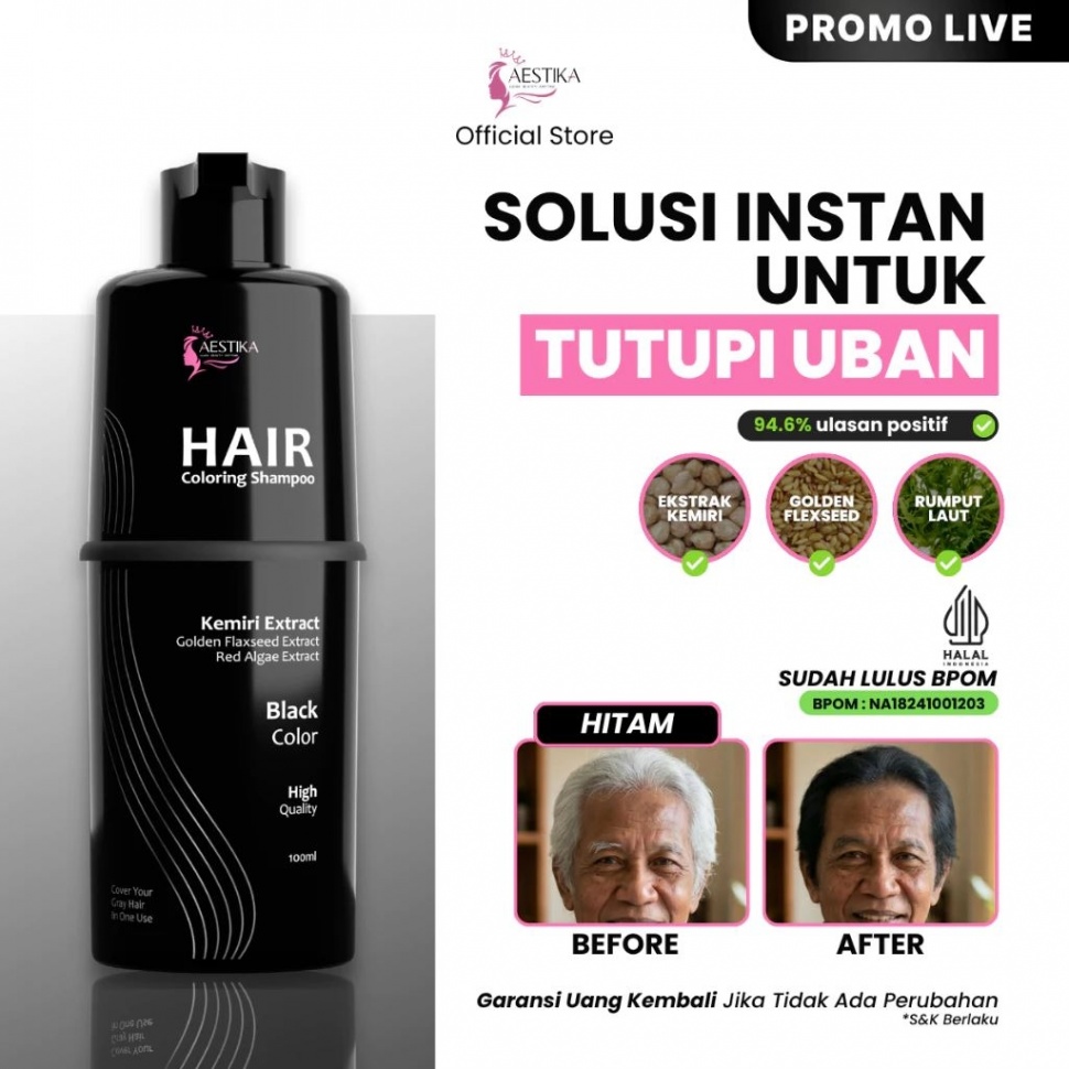 Sampo Penghitam Rambut yang dipuji ampuh oleh pelanggan. (Shopee)