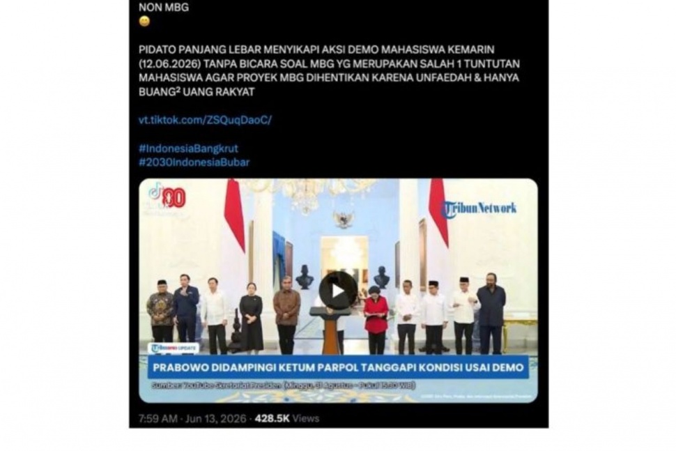 cek fakta video Prabowo menjawab demo MBG di istana