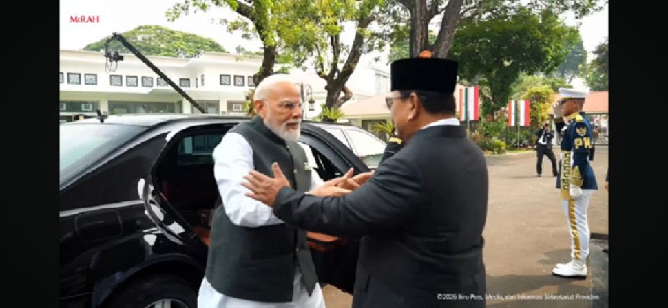 Presiden Prabowo Subianto menerima kunjungan kenegaraan PM India Narendra Modi di Istana Merdeka. (tangkap layar)