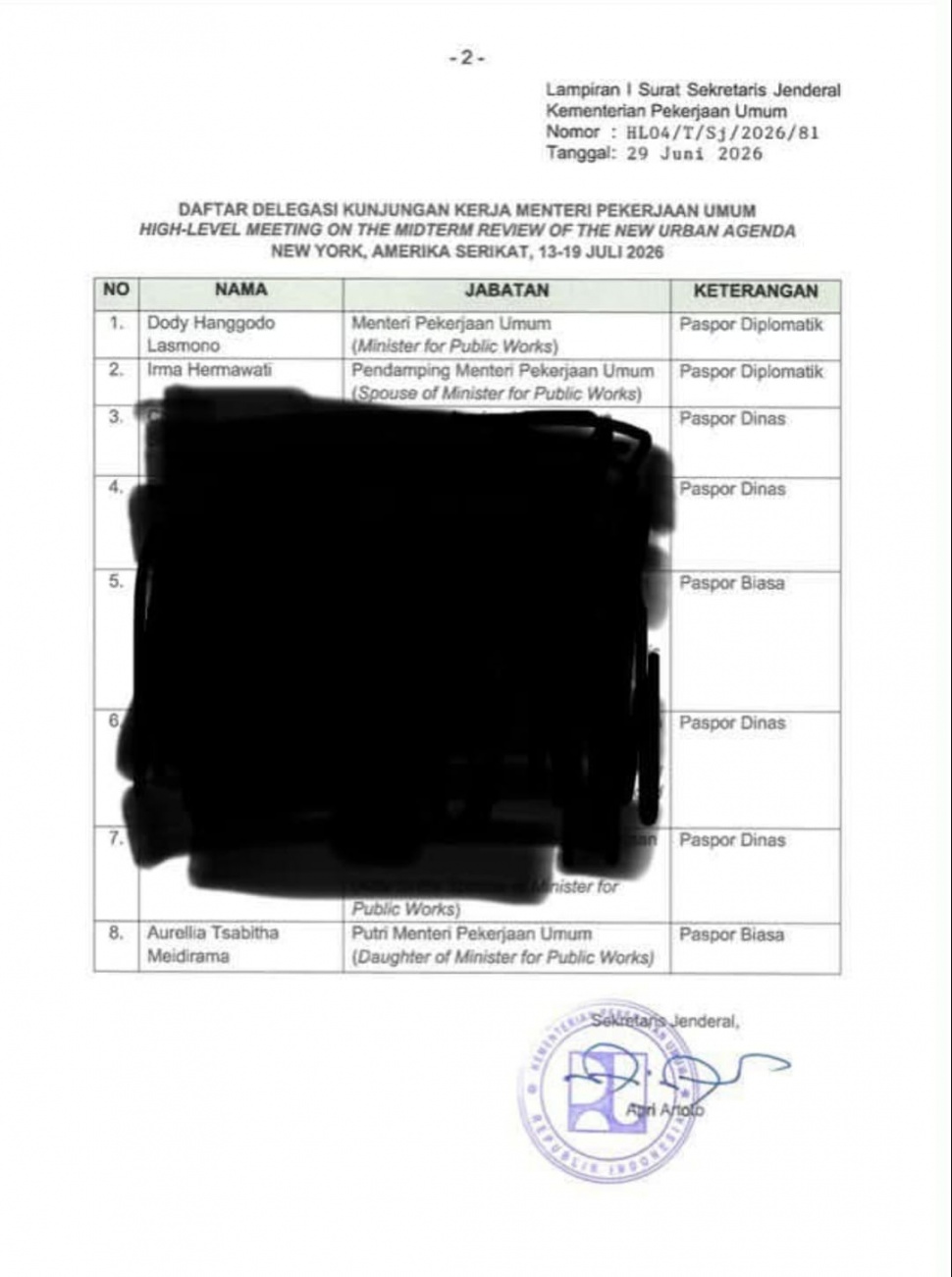 Dokumen Kunker Menteri PU ke New York Bocor, Ajak Istri dan Anak Jelang Final Piala Dunia? Foto ist.