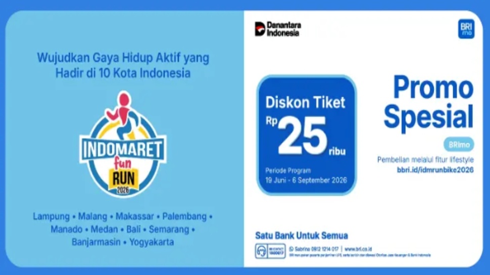 Tiket Indomaret Fun Run 2026 dapat dibeli langsung melalui fitur Lifestyle di aplikasi BRImo. (Dok: BRI)