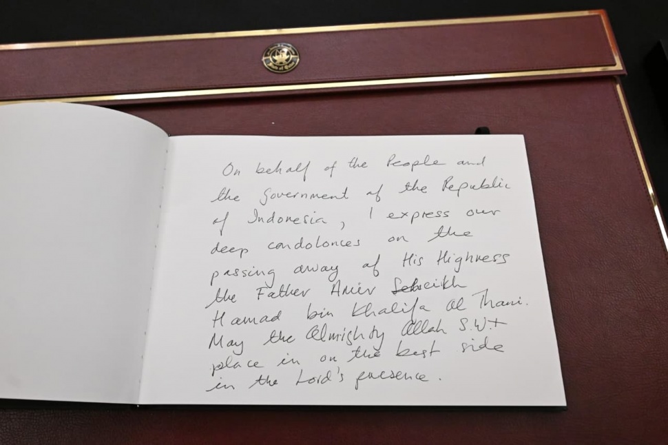 Prabowo Sampaikan Belasungkawa Wafatnya Sheikh Hamad bin Khalifa Al Thani. (Foto: Muchlis Jr - Biro Pers, Media, dan Informasi Sekretariat Presiden)