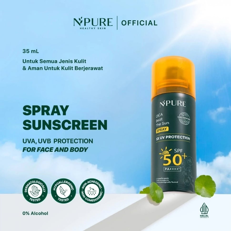 NPURE Sunscreen Spray Cica Beat The Sun (Shopee)