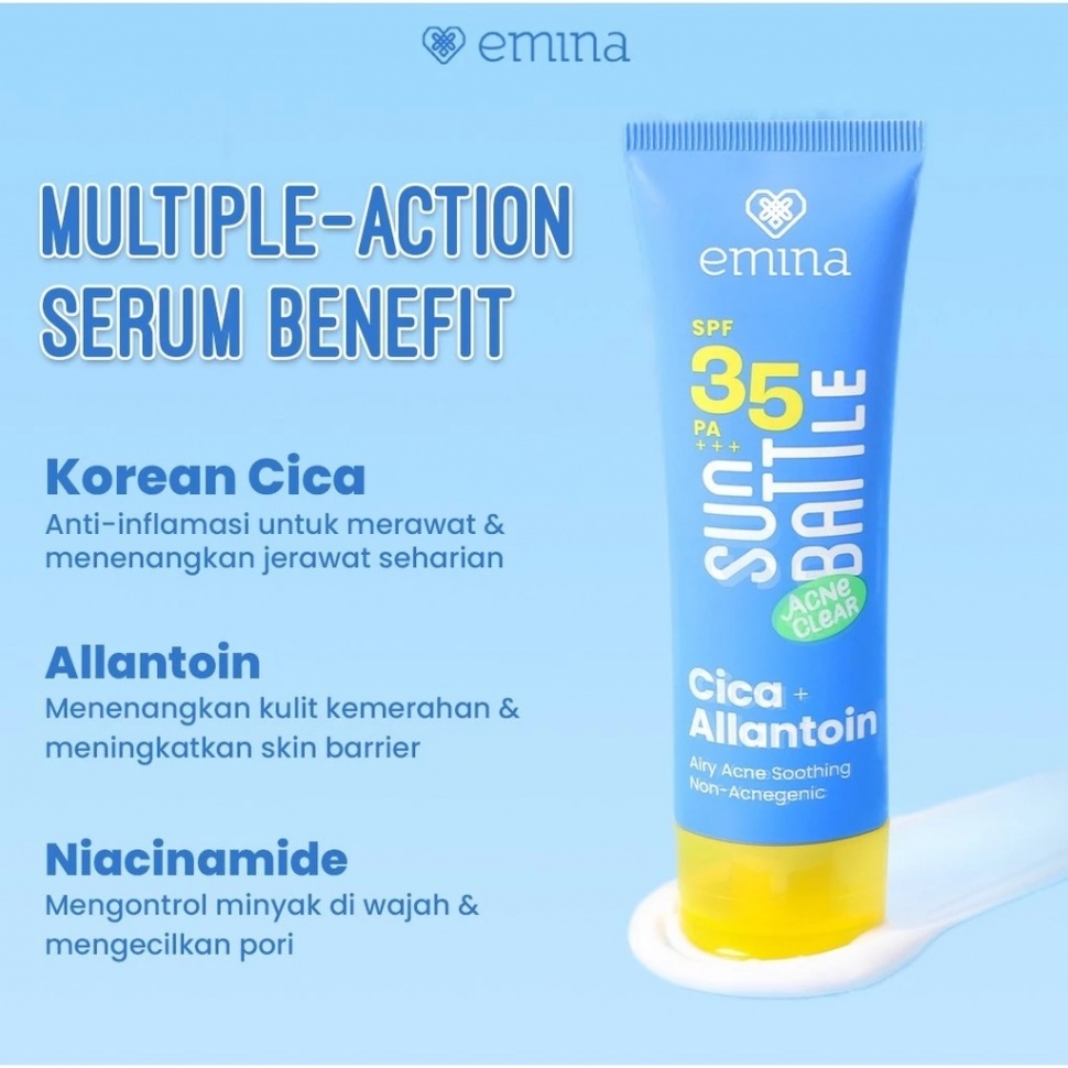 Emina Sun Battle SPF 35 PA +++ Acne Clear Cica + Allantoin Airy Acne Soothing