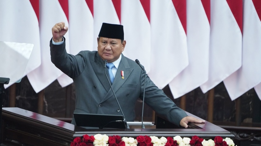 Presiden RI Prabowo Subianto menyampaikan Pidato Kenegaraan dalam Sidang Paripurna DPR RI di Gedung DPR RI, Jakarta, pada Jumat (14/8). Sumber: Kementrian Keuangan
