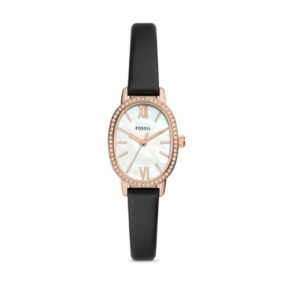 Fossil Penny Three-Hand Black Leather Watch BQ3974