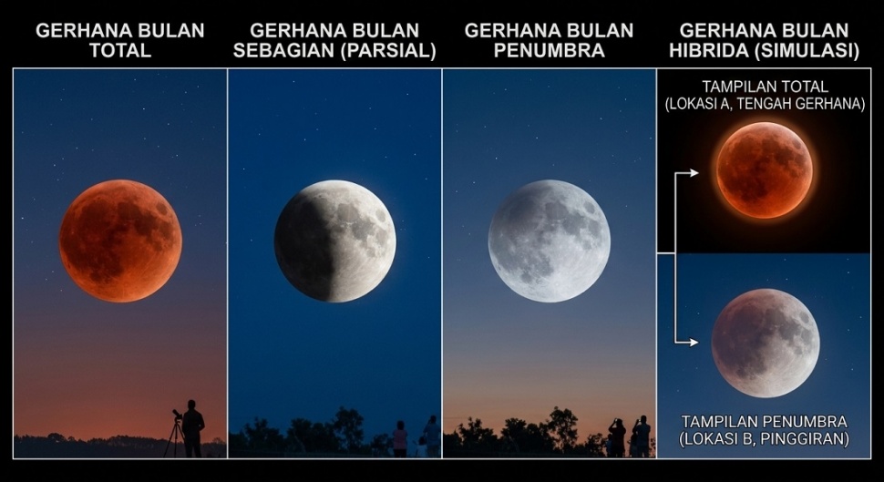 Ilustrasi Gerhana Bulan. (Gemini AI)