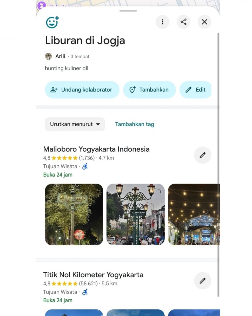 Panduan fitur Google Maps. [Suara.com/ Muhammad Ikhwan Nur Ariyansyah]