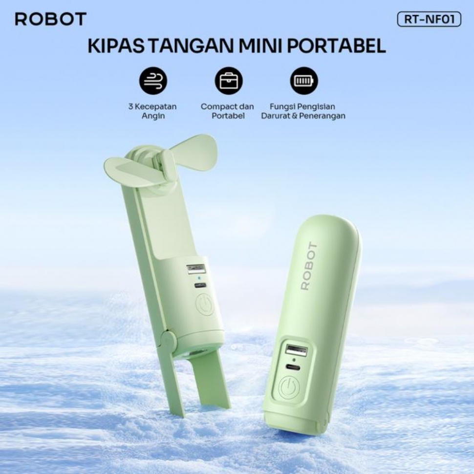 ROBOT Mini Fan RT-NF01 Green Multifungsi