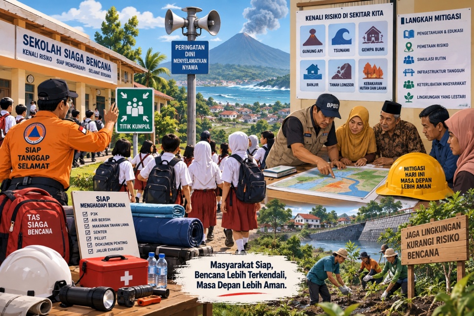 Ilustrasi mitigasi bencana alam di Indonesia. [Dok Suara.com/AI]