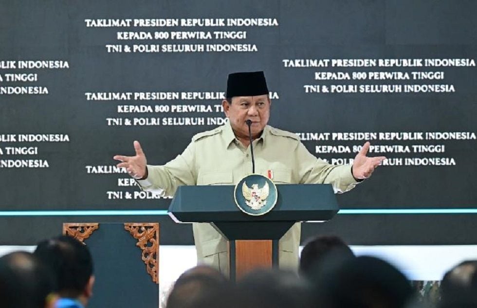 Presiden Prabowo Subianto mengumpulkan 800 perwira tinggi TNI-Polri di Istana. (foto: Biro Pers, Media, dan Informasi Sekretariat Presiden)