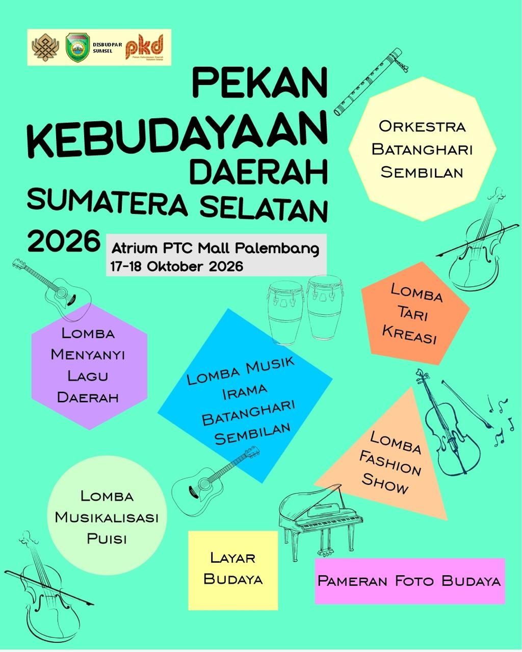 Pekan Kebudayaan Daerah Sumatera Selatan 2026 hadir dengan beragam pertunjukan seni