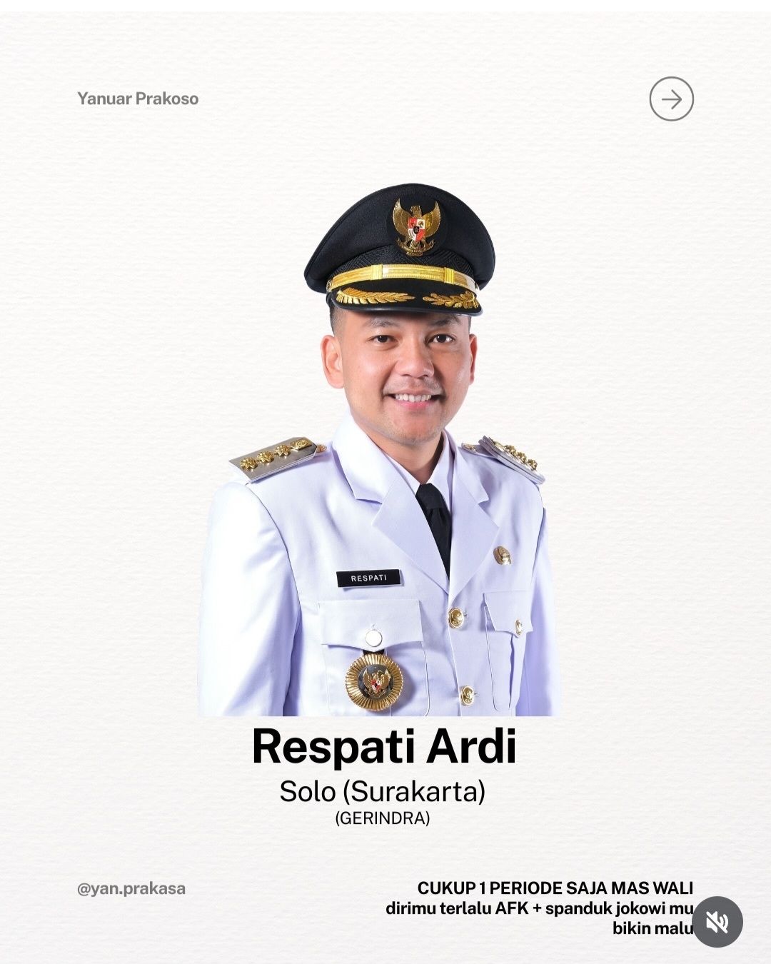 Tangkapan layar Wali Kota Solo Respati Ardi yang masuk "Blaclist Politisi".